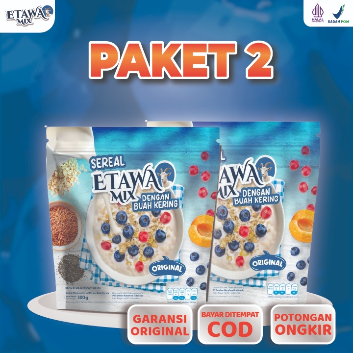 

ETAWAMIX PAKET 2 BOX Sereal Sehat Bantu Turunkan Gula Darah Diabetes dan Kolestrol Asam Lambung Grosir Kebas Kesemutan Glukosa ETAWAMIX HERBAL