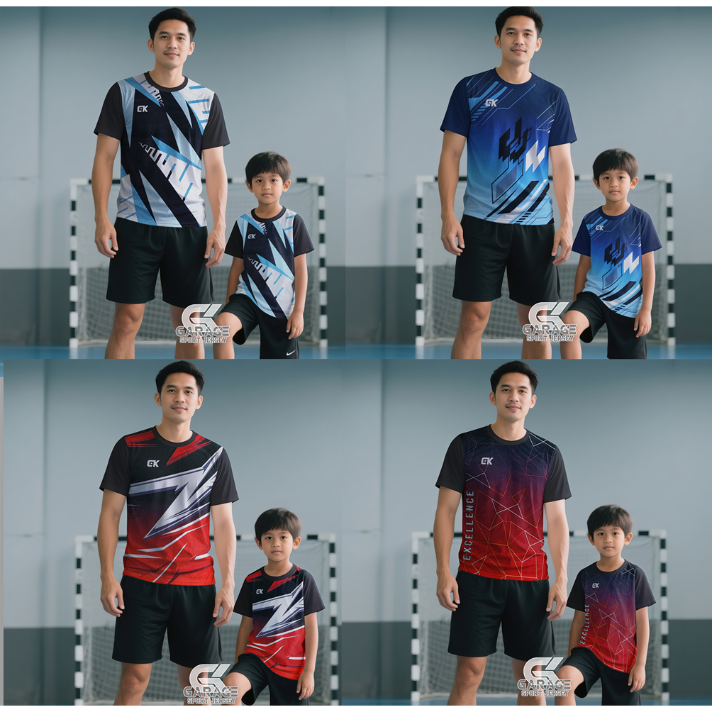 SET KAOS OLAHRAGA PRINTING WANITA PRIA ANAK COUPLE VOLLY BADMINTON BOLA FUTSAL