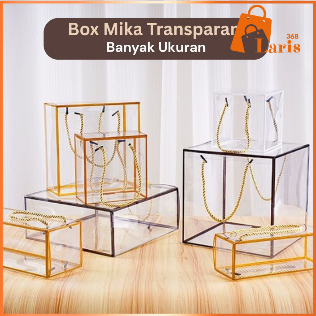 

Laris368 PB77 Kotak Box Mika Transparan Gagang Tali Premium Untuk Hampers Souvenir Hadiah Bingkisan Mewah
