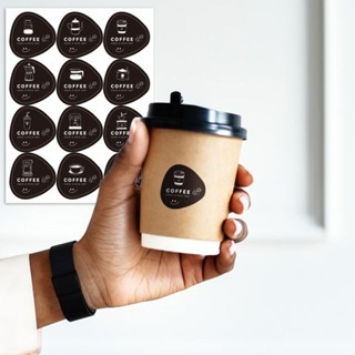 

DekorKue 120 PCS Stiker Coffee Cup Elegan / Stiker Segel Paper Cup Kopi