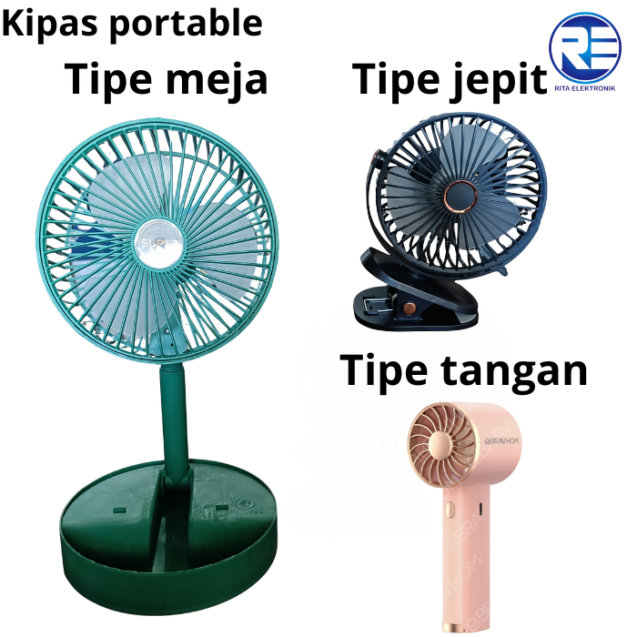 Kipas Angin Jepit Cas, Kipas Tangan Cas Dan Kipas Angin Meja Cas Portable Ukuran 6 Inchi Bisa di Cas