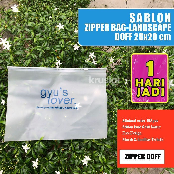 

plastik sablon zipper bag landscape doff custom sablon Free desain Bahan Tebal 28x20cm