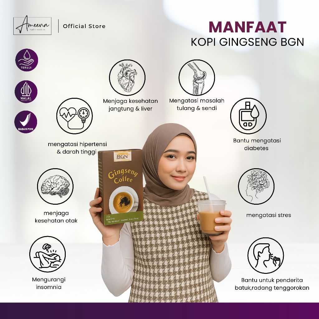 

Kopi Ginseng BGN Ginseng Coffee isi 20 sachet Asli Original