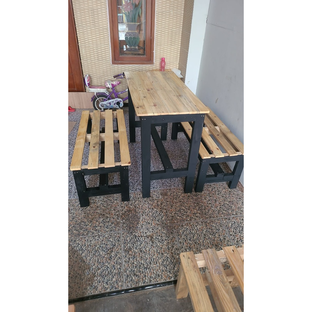 meja warkop satu set | 1 meja & 2 kursi