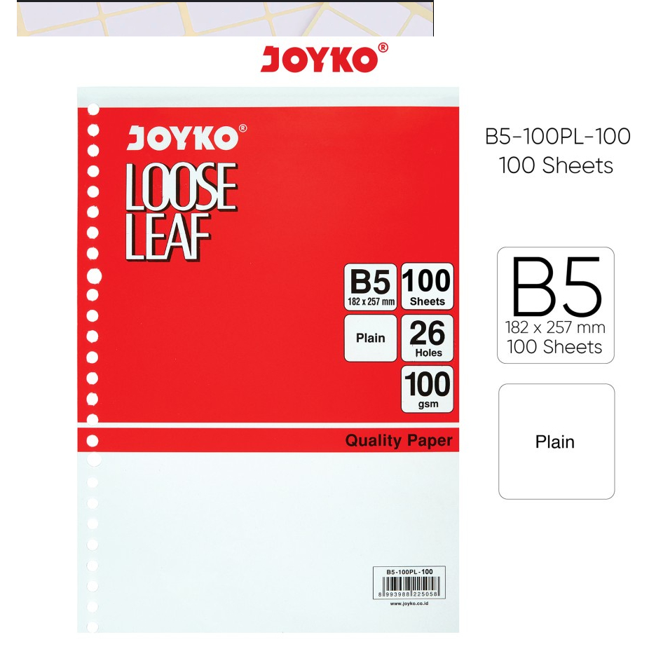 

LOOSE LEAF JOYKO B5 100 LEMBAR MURAH