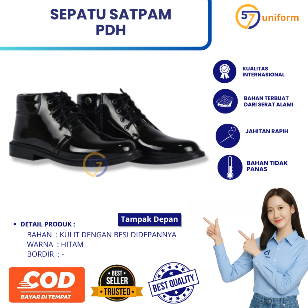 Sepatu Satpam PDH || Sepatu PDH 100% Asli Kulit || Sepatu Satpam || Sepatu PDH Satpam Pantofel Pria