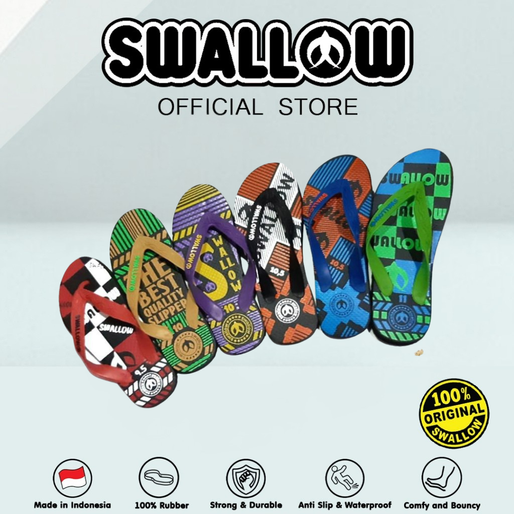 Swallow Distro Sandal Jepit Casual Motif Distro