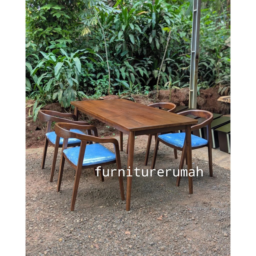 Set meja makan 4 kursi kayu jati minimalis, meja makan jati 4 kursi minimalis
