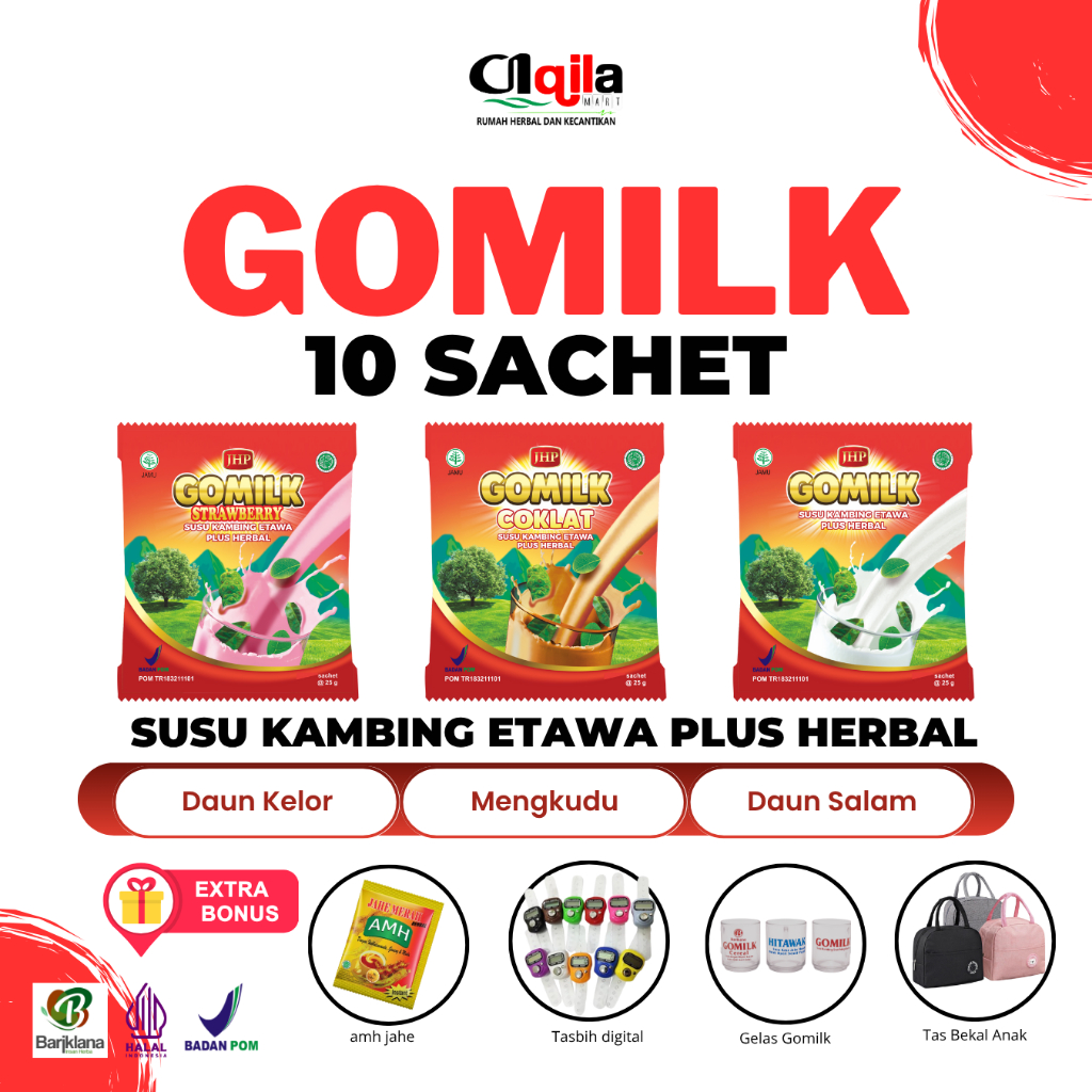 

PROMO TERLARIS !! GOMILK SACHET Susu Kambing Etawa plus Herbal TAKARAN PAS NIKMAT AQILAMART TRANGSAN