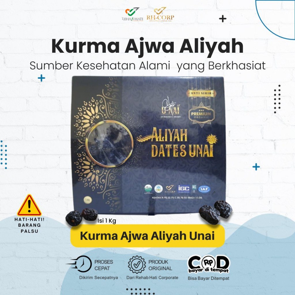 

Kurma Ajwa Aliyah Unai 1Kg Dan Ajwa Madinah Unai 1Kg Grade Premium Organik - Kurma Nabi - Kurma Asli dari tanah Madinah