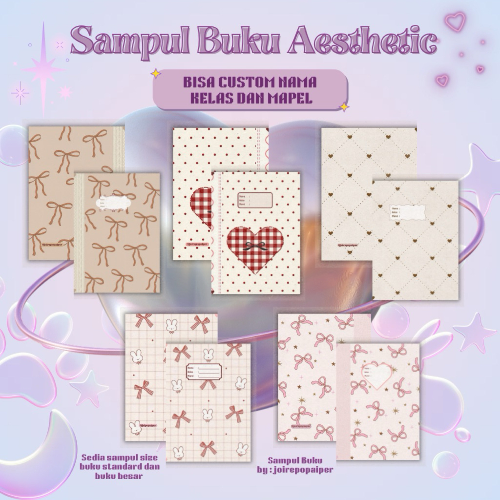

SAMPUL BUKU AESTHETIC | ISI 10 | UNTUK BUKU STANDAR (A5) DAN BUKU BESAR (B5) | BISA CUSTOM NAMA, KELAS, MAPEL
