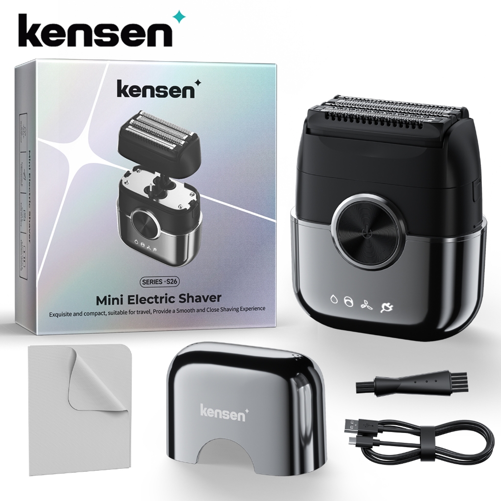 Kensen electric Shaver - Mesin Cukur Janggut Waterproof 4 Flexible Blades Compact Foil Shaver