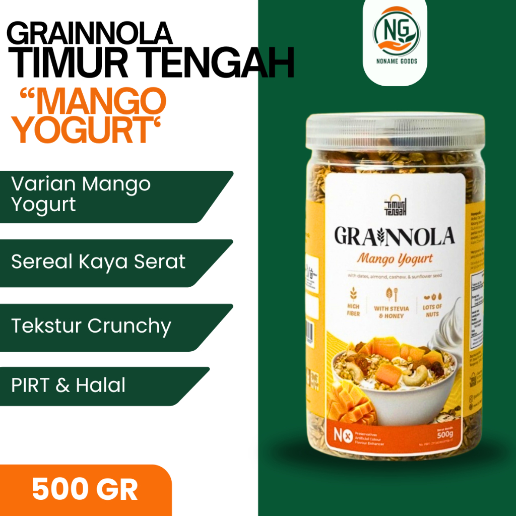 

GRANOLA MANGGO YOGURT GRAINNOLA 500 GRAM TIMUR TENGAH SEREAL SARAPAN SEHAT DAN OAT