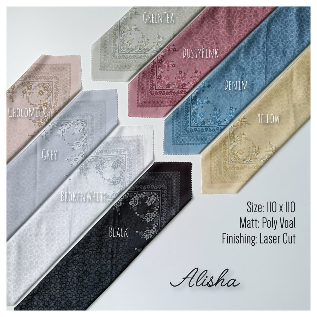 Alisha Hijab Segiempat Voal Sublime 110x110 | Laser Cut Premium
