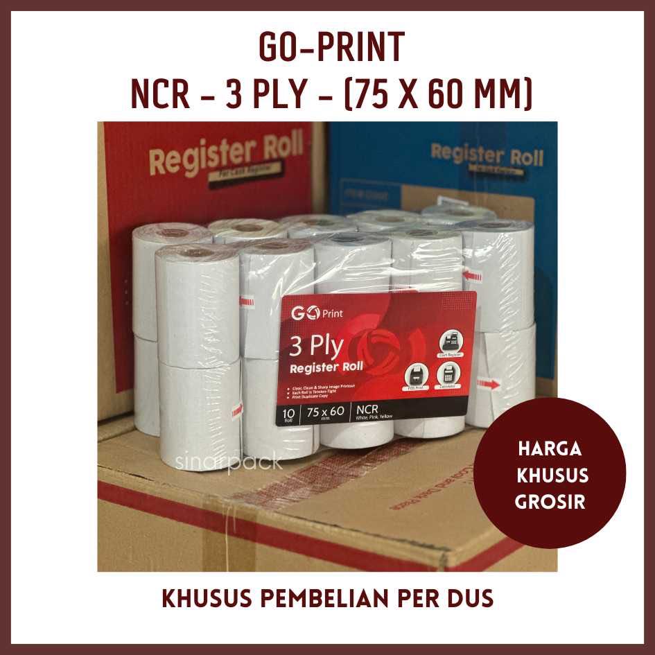 

(1 DUS ISI 100 ROLL) Kertas Struk Kasir NCR 3 PLY (75 X 60) - Kertas Roll Struk / Kertas Struk EDC