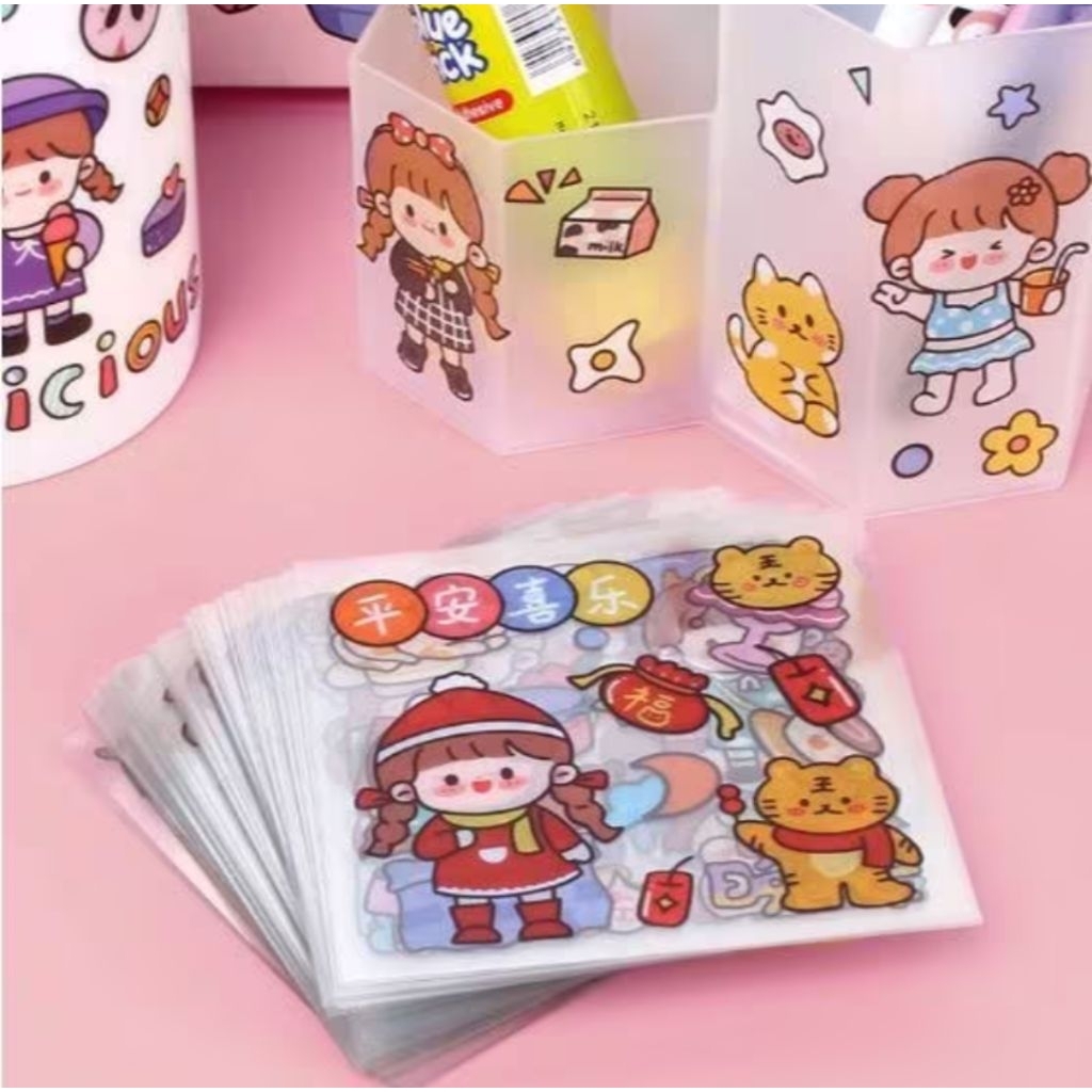 

Sticker Korea MoMo Motif Lucu Kartun Dekorasi Tempel Buku Botol (Per 1 Pcs / 1 Lembar) stiker transparan