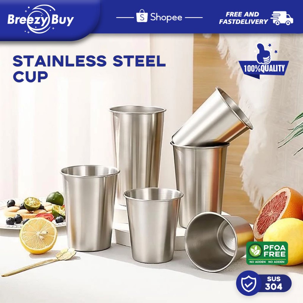 【COD】Gelas Korea Stainless Steel Gold 304 Anti Karat / Gelas Korea Estetik Cafe / Gelas Cafe Stainle