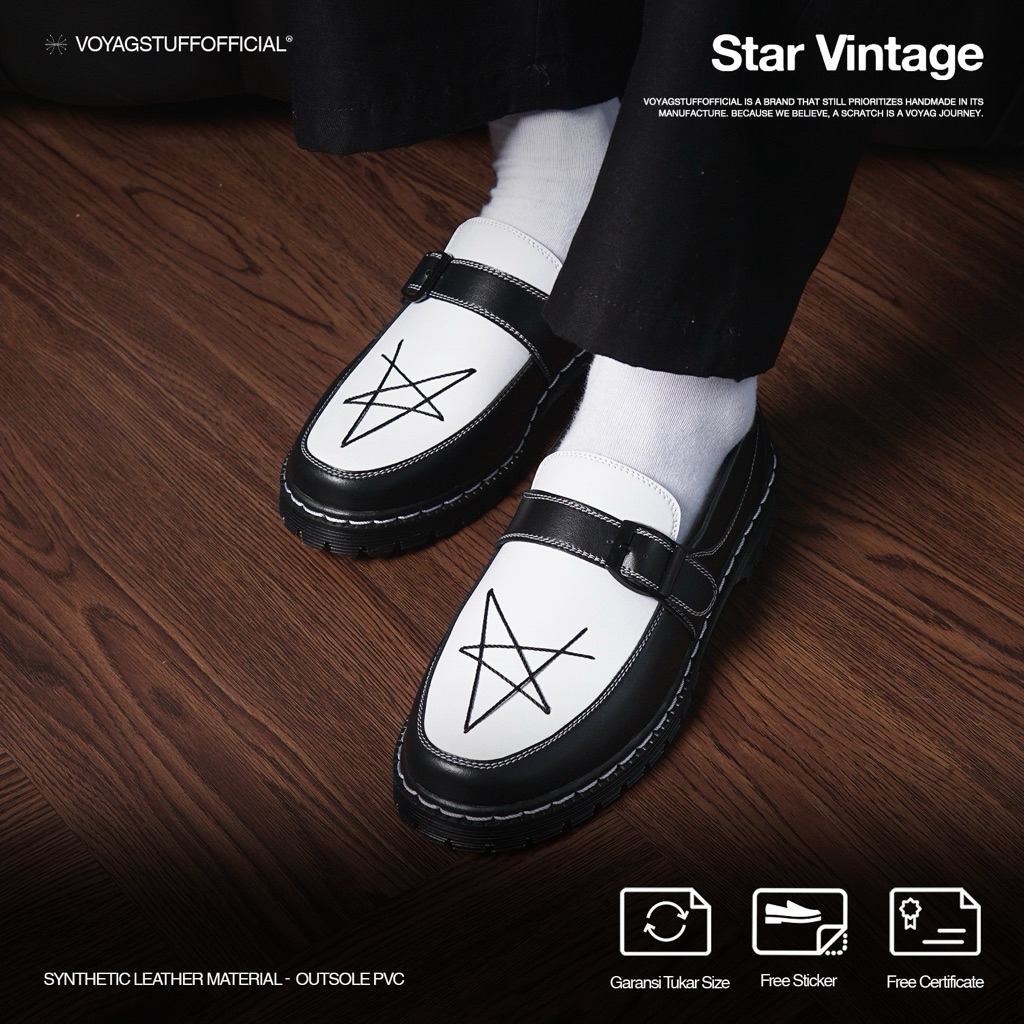 Voyagstuffofficial - Star Vintage Sepatu Penny Loafers