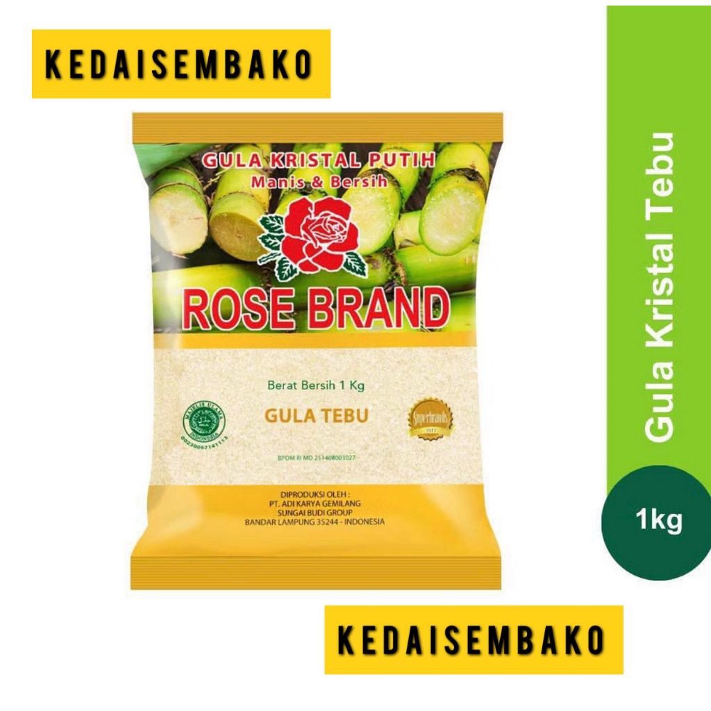 

Rose Brand Gula Pasir Murni kemasan 1 kg Khusus Jatim MURAH