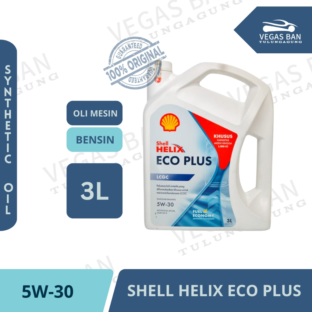 Shell helix Eco Plus 5W-30 3 Liter Oli Mobil Bensin Untuk LCGC Calya, Agya, Brio