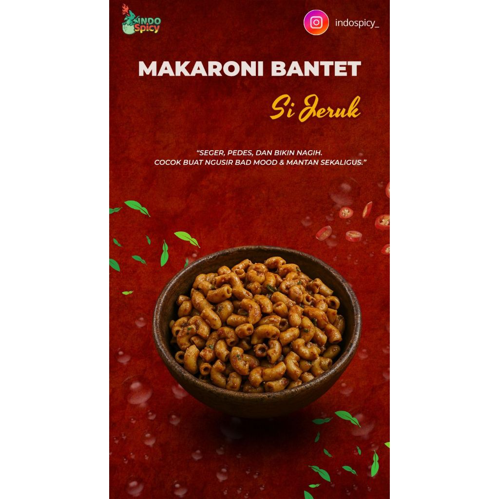 

Makaroni Bantet Daun Jeruk 200gr | Snack Pedas Khas | Indospicy