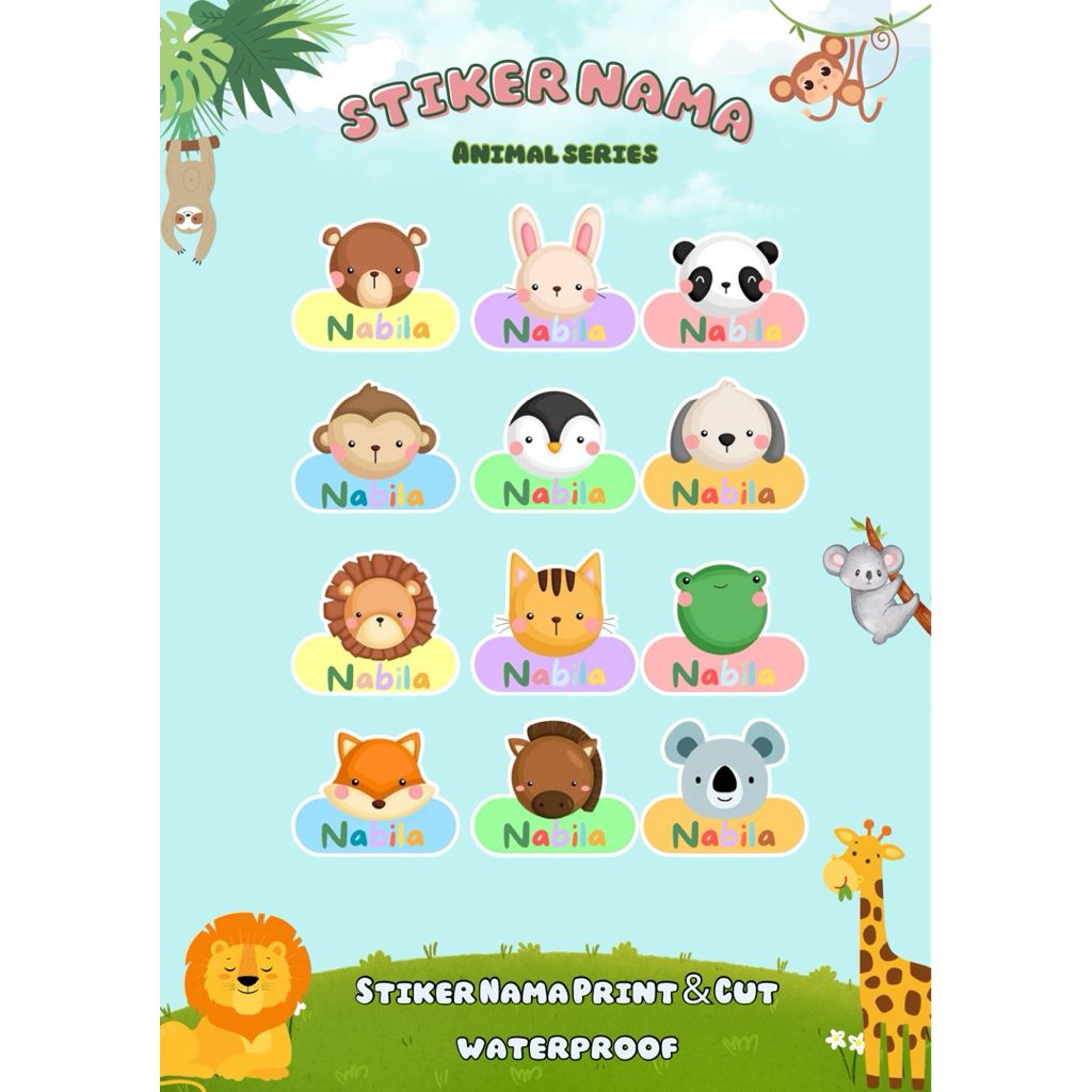 

stiker nama anak custom - waterproof,lucu, personal
