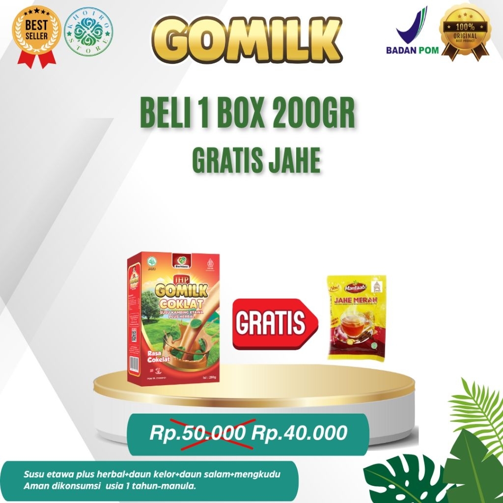 

[ BISA COD + GARANSI ] GOMILK SUSU KAMBING ETAWA PLUS HERBAL TERBAIK PENGGEMUK BADAN / REMATIK / NAFSU MAKAN / ASAM URAT/ KOLESTROL/ BRONKITIS/ PNEUMONIA 200g BPOM