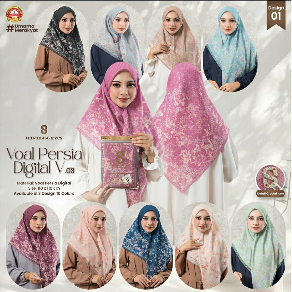 AK hijab motif/ print voal persia digital lc ( 110 × 110 cm )