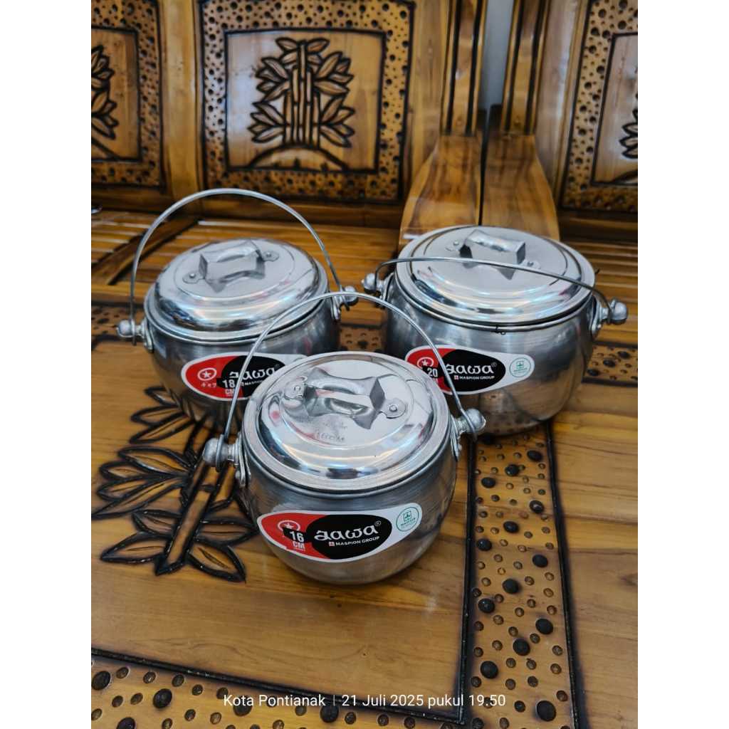 PANCI PERIUK MASPION JAWA – 1 SET (ISI 5 PCS, UKURAN 16–24 CM) & 1SET ( ISI 3 PCS, UKURAN 16-18-20CM