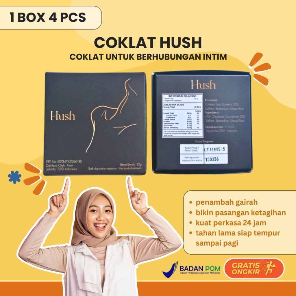 

Hush Coklat Intim 1box 4 Pcs Hush Dark Chocolate for couple 32 gram paket hemat