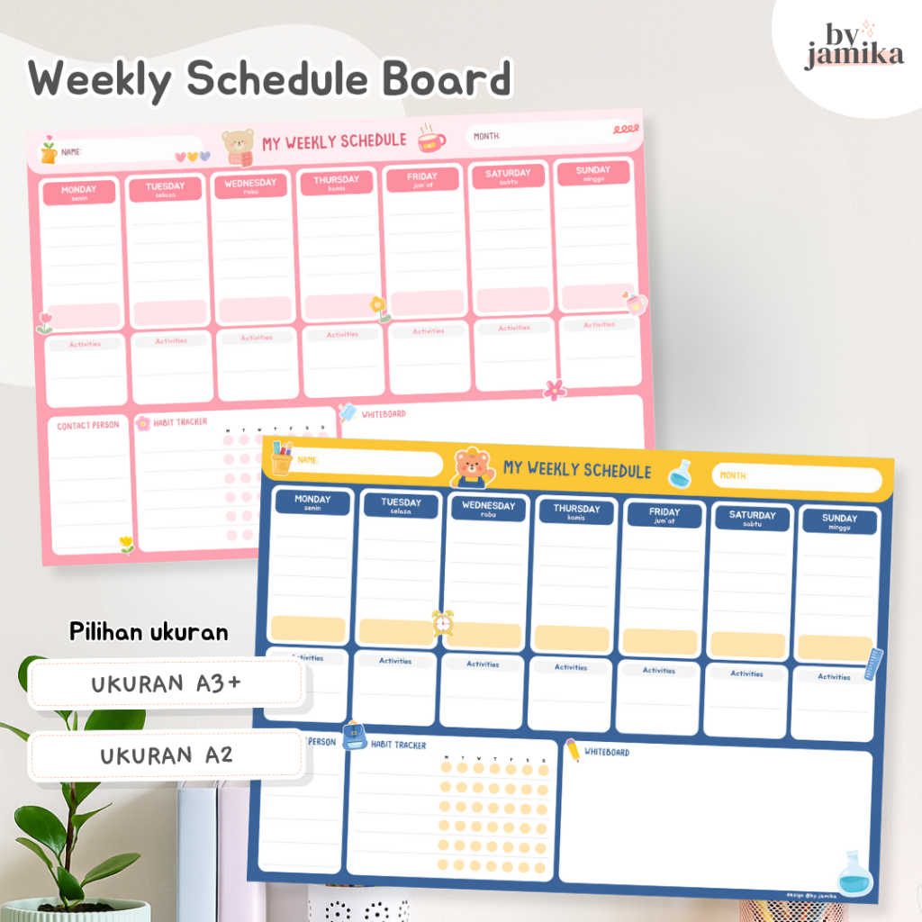 

School weekly schedule, jadwal pelajaran, weekly planner sekolah