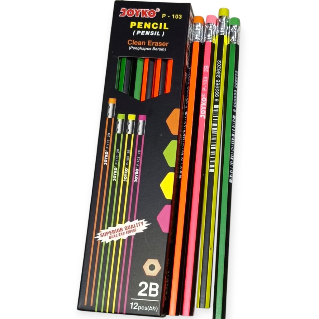

Pensil 2B joyko eraser 4 warna 1 box isi 12 pcs
