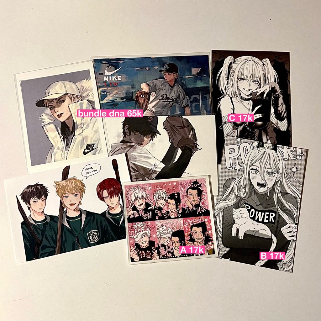 postcard anime manga dna daiya no ace csm jjk jujutsu kaisen satosugu stsg chainsaw man power death 