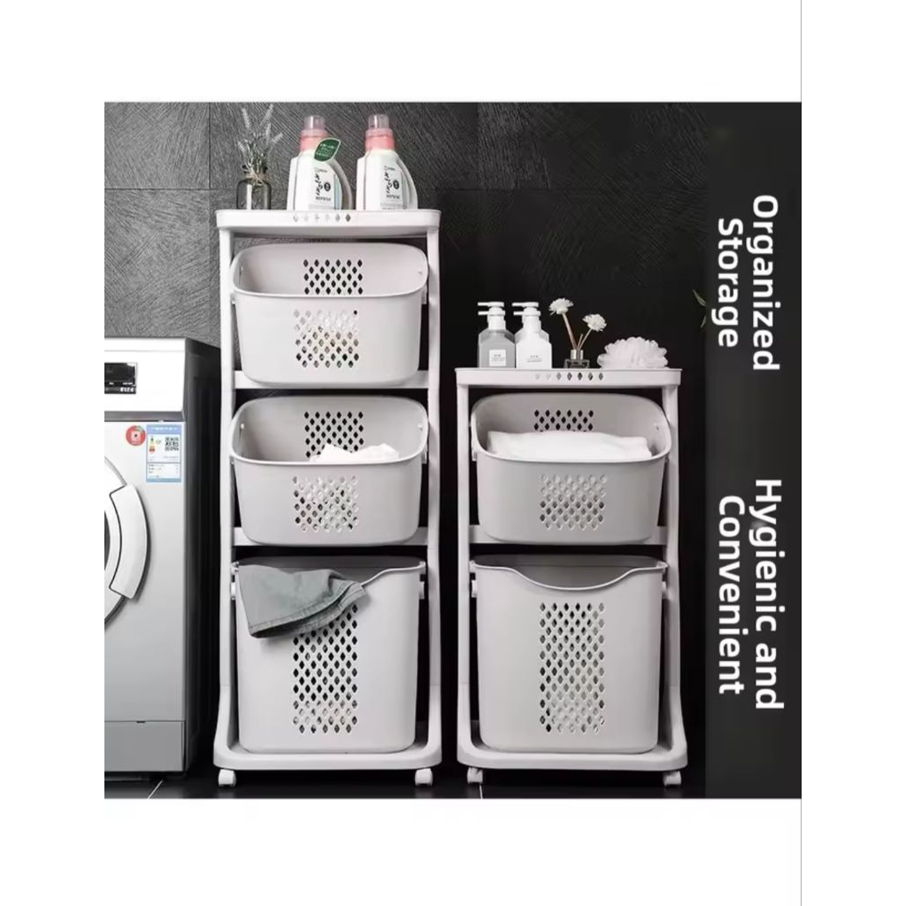 M1 RAK LAUNDRY JUMBO KERANJANG LAUNDRY 3 TINGKAT SUSUN TEMPAT KAIN KOTOR
