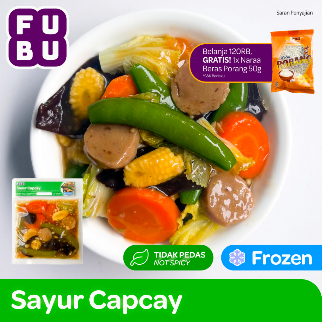 

FUBU Sayur Capcay - Paket Sayur Potong Tumis Capcai Campur khas Cina - Satu Porsi Lauk Instan Frozen