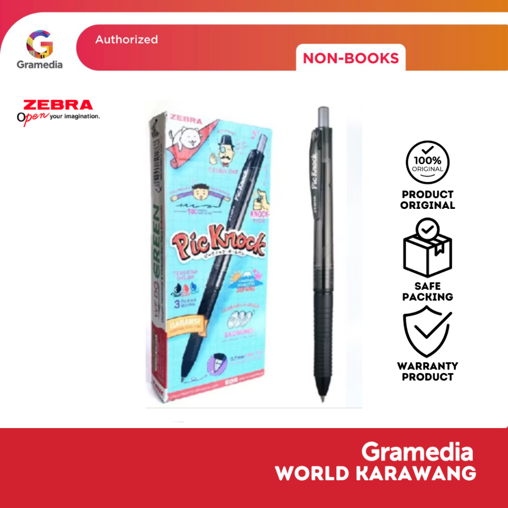 

ZEBRA PICKNOCK SEMI GEL 0.7 MM BLACK SET 12 FREE 1 - Gramedia Karawang