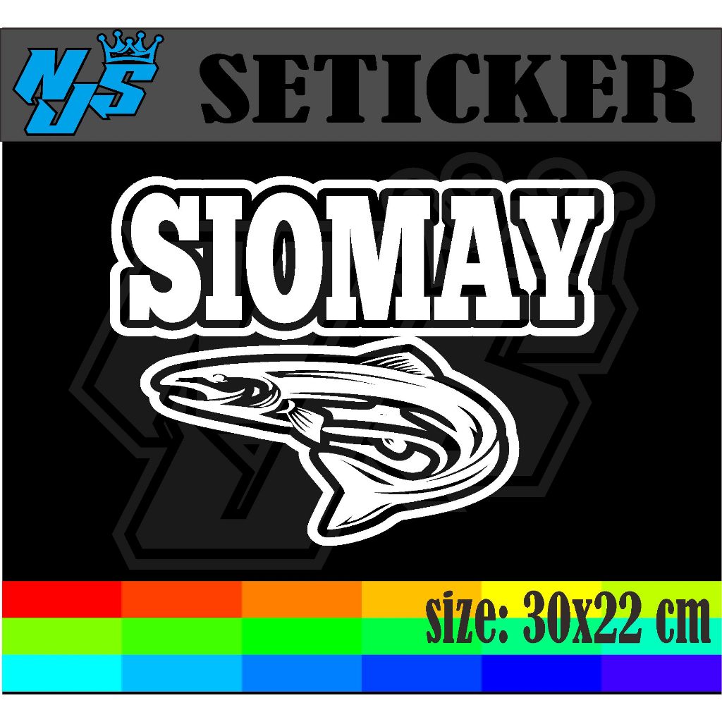 

cutting stiker tempelan nama jualan siomay dengan variasi gambar ikan ukuran 30x22 cm