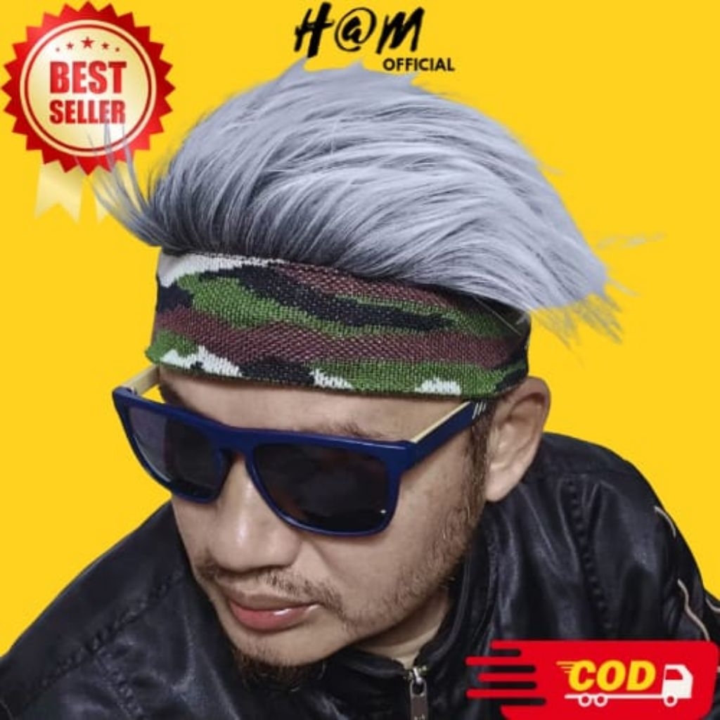 Topi Bandana Rambut palsu keren bergarans Topi ARMY Pria