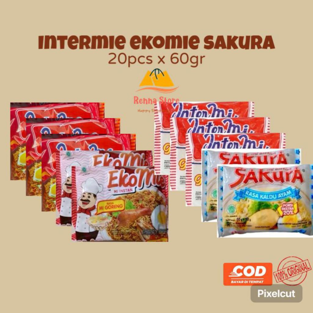 

20pcs INTERMIE Goreng Pedas x EKOMIE Goreng x SAKURA Kuah 60gr Noodles Food