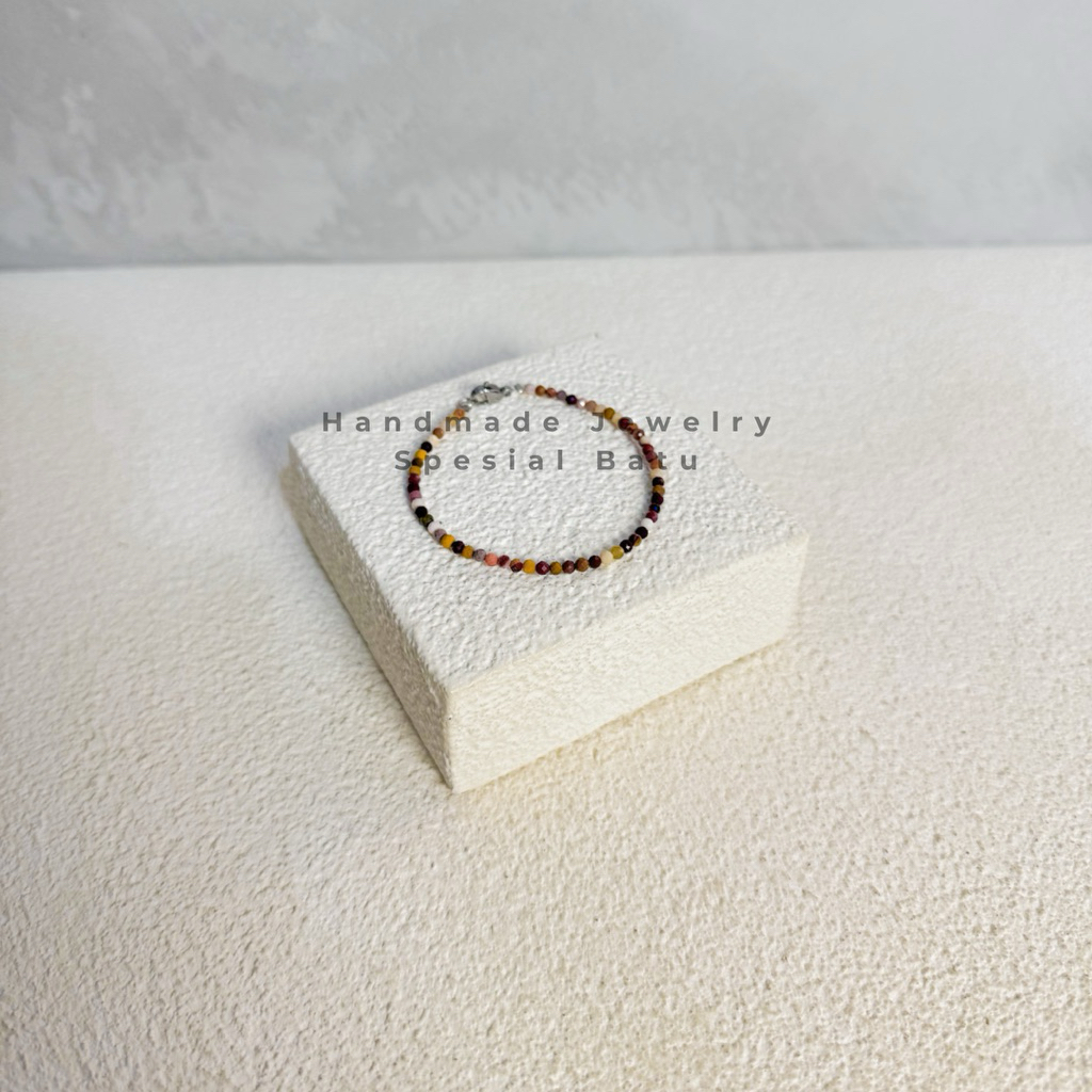 Gelang Batu Alam Kristal Asli Wanita Giok Stone Crystal Bracelet Tourmaline Garnet Kecil Hitam Ameth