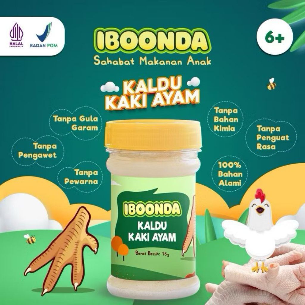 

IBOONDA Bumbu Kaldu Kaki Ayam 75gr Bumbu MPASI Anti GTM Halal No MSG No Pengawet Balita Snack Bayi Bumbu Masak