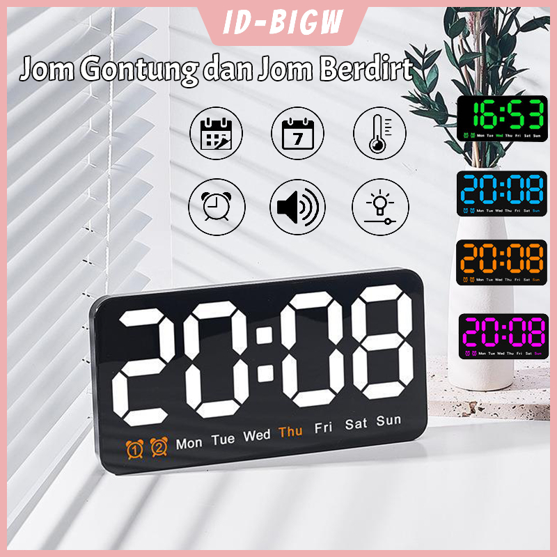 LED Jam Dinding Digital Multifungsi Jam  Dinding Digital Dengan Layar Besar Dan Fitur