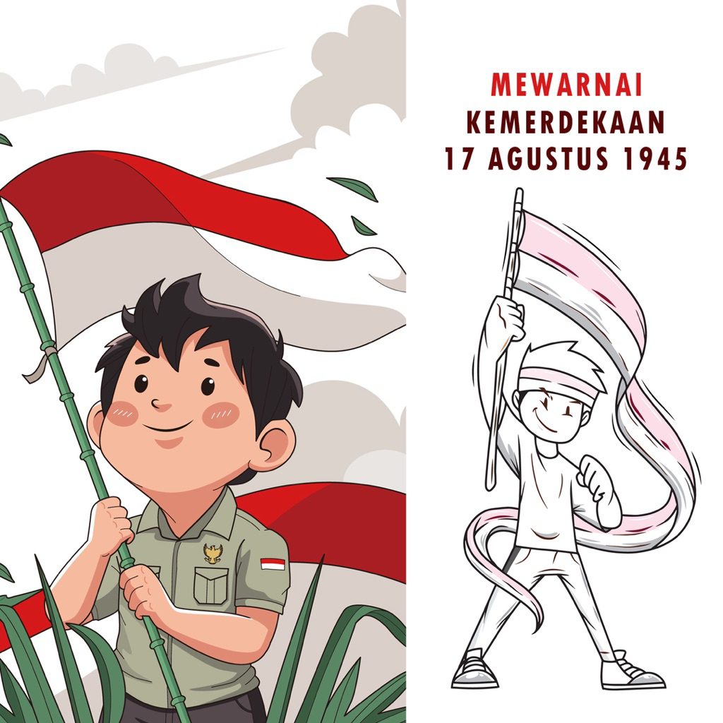

15 Lembar A5 | Kertas Mewarnai tema 17 Agustus, Hari Kemerdekaan | 15 Kertas gambar berbeda