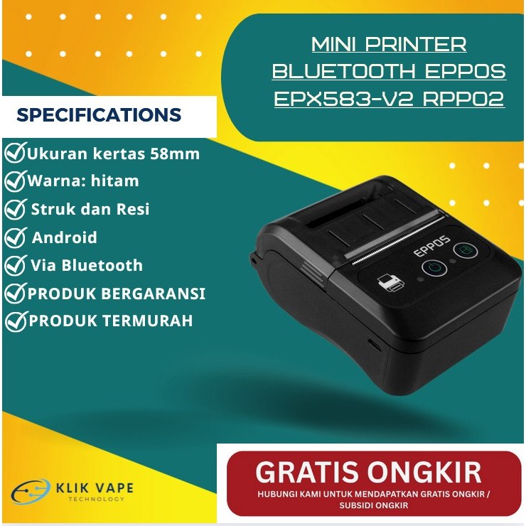 Printer Bluetooth Untuk Cetak Resi Shopee dan Cetak Struk Kasir EPPOS EPX583-V2 RPP02
