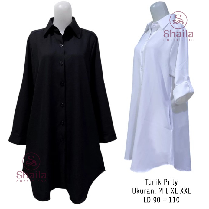 Prily tunik kemeja tunik kemeja kerja casual crinkle airflow