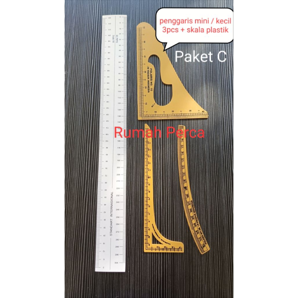 Penggaris Pola Set Mini 3pcs - Penggaris Pola Kecil Set