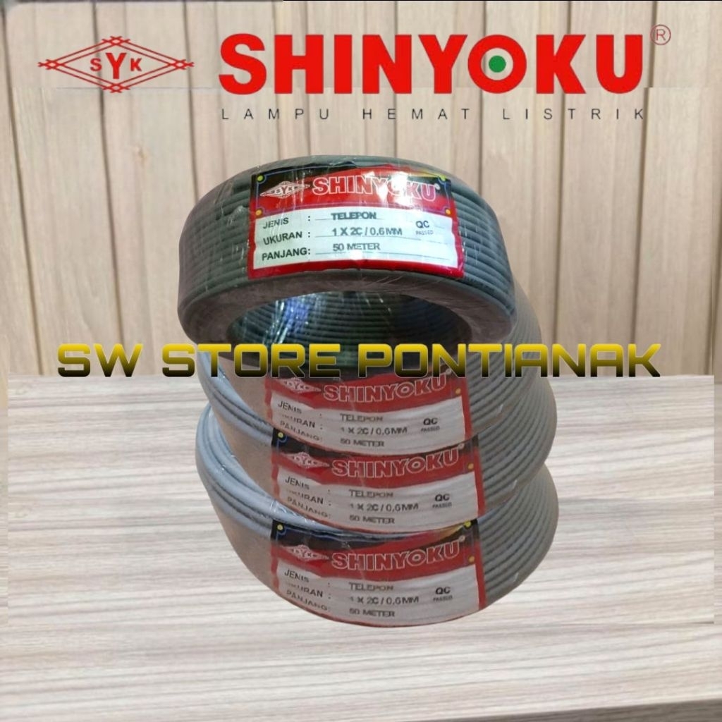 KABEL TELEPON 50M / TELPON SHINYOKU 2C 50 METER / KABEL WALET / KABEL INSTALASI / KABEL ISI 2