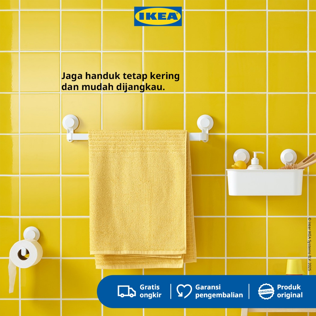 IKEA TISKEN Gantungan Handuk Tempel Dengan Plastik Hisap Putih