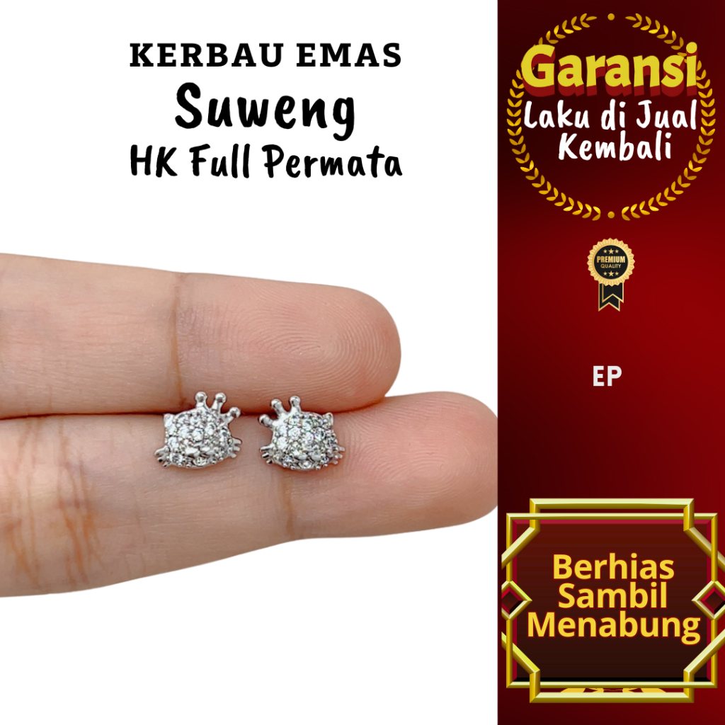 S 1015 Kerbau Emas Suweng HK Full Permata Warna Emas Putih
