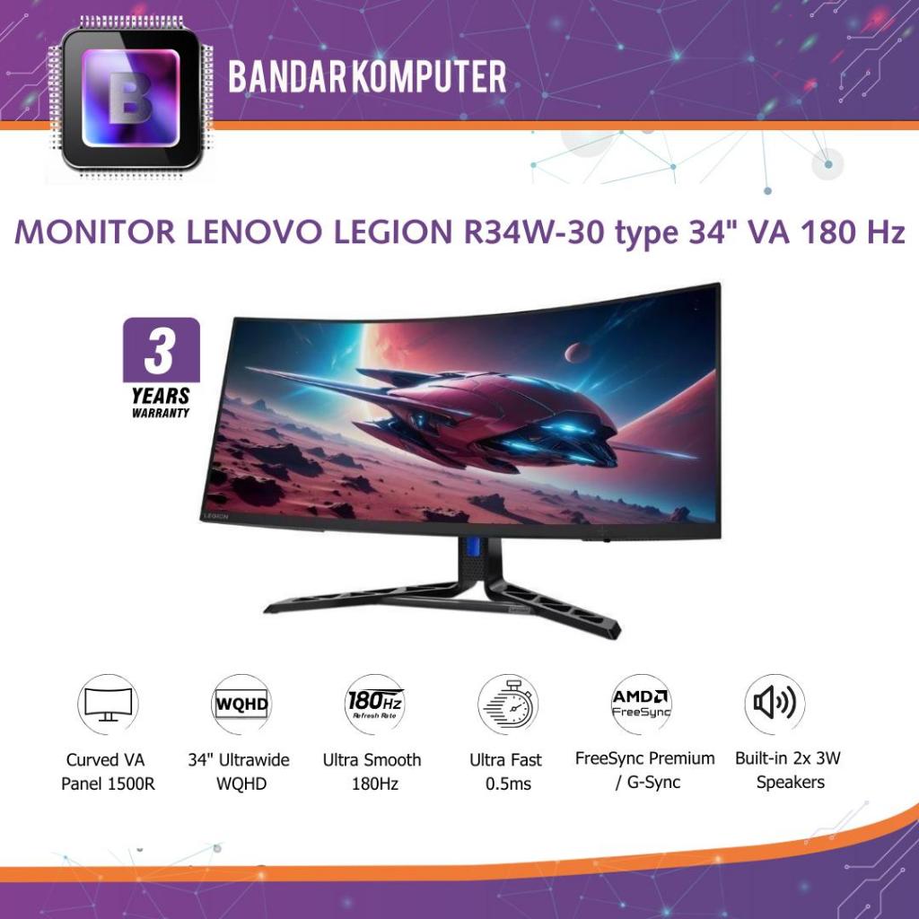 Lenovo Legion R34w-30 Monitor Gaming 34" VA 180Hz WQHD Curved